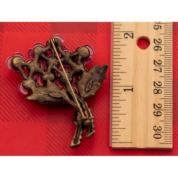 Vintage Art Nouveau Floral Bouquet Rhinestone Bronze Tone Brooch by Avon - O17 - Picture 2 of 2